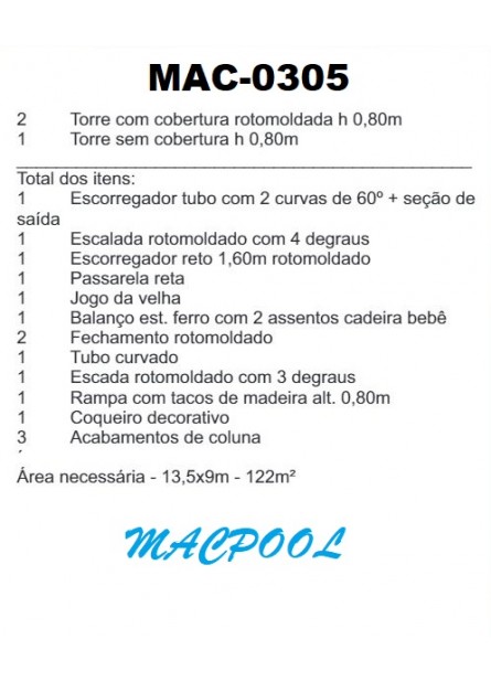 PLAYGROUND DE MADEIRA PLÁSTICA - MAC-0305 - ATÉ 4 ANOS